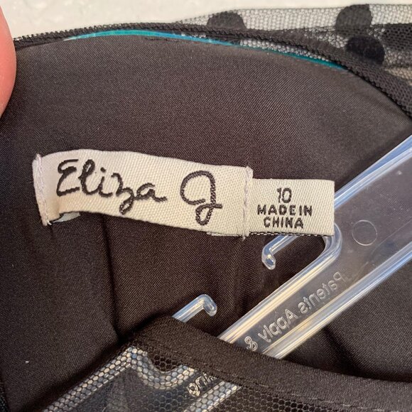 Eliza J Polka Dot Sheer Overlay Party Dress Sz 10 - Picture 11 of 11